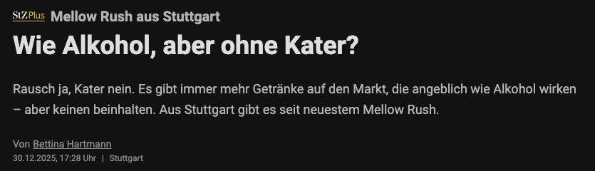 Artikelausschnitt über Mellow Rush – Stuttgarter Zeitung