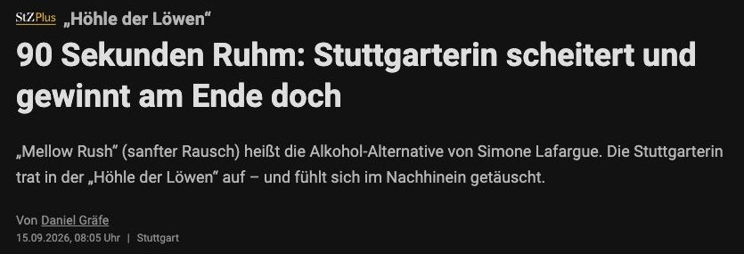 Artikelausschnitt über Mellow Rush – Stuttgarter Zeitung